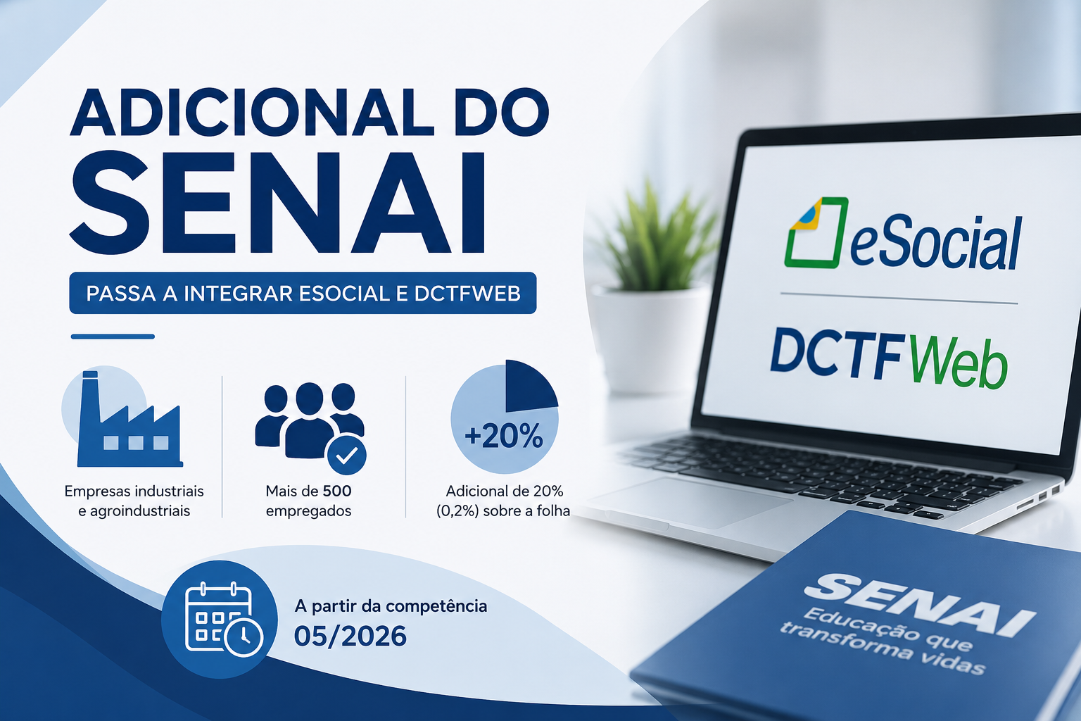 Adicional do SENAI passa a integrar eSocial e DCTFweb